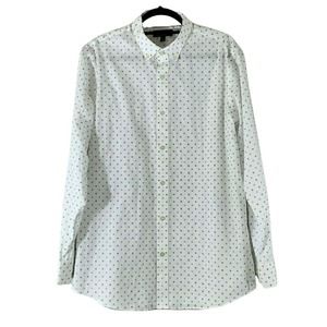 Banana Republic Mens White Cotton Button Down Geo Print Shirt Size L